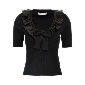Alessandra Rich Ruffled Round Neck T-Shirt - NWT